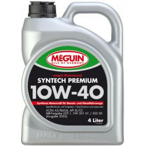 6475 Meguin НС-синт. мот.масло Megol Motorenoel Syntech Premium 10W-40 CF/SN A3/B4 (4л) - 4 л 6475 Meguin НС-синт. мот.масло Megol Motorenoel Syntech Premium 10W-40 CF/SN A3/B4 (4л) - 4 л