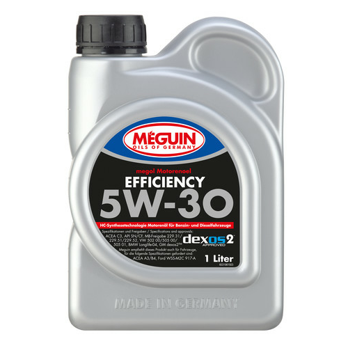 3196 Meguin НС-синт. мот.масло Megol Motorenoel Efficiency 5W-30 SN C2/C3 (1л) - 1 л