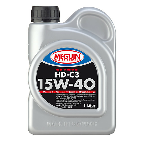 4729 Meguin Мин. мот.масло Megol Motorenoel HD-C3 15W-40 CF/CG-4/SL A3/B4/E2 (1л) - 1 л